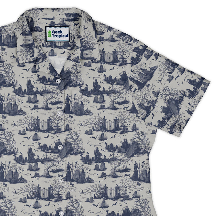 Huanted Graveyard Light Curvy Button Up Shirt Geek Nerd 0925 All Adult Button Up Shirts Design by Episodic