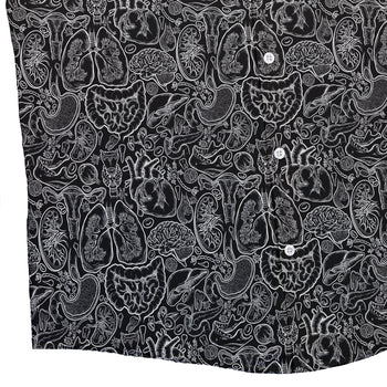 Nerdy Human Anatomy Black Button Up Shirt