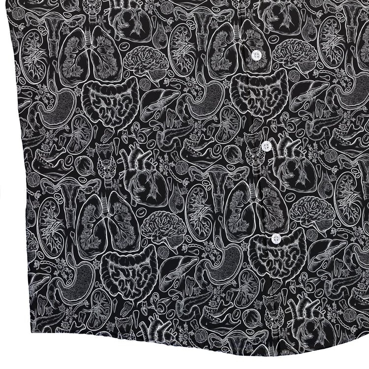 Nerdy Human Anatomy Black Button Up Shirt