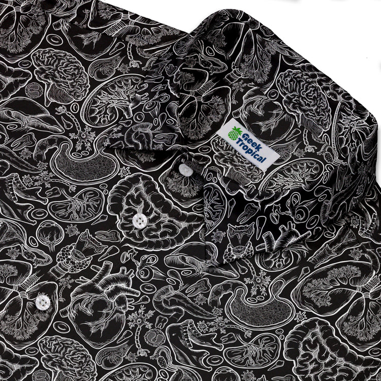 Nerdy Human Anatomy Black Button Up Shirt