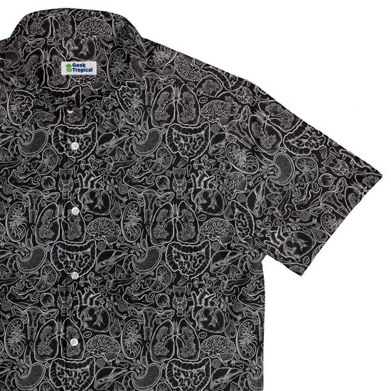 Nerdy Human Anatomy Black Button Up Shirt