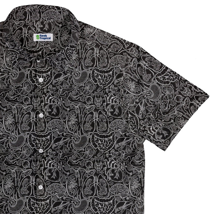 Nerdy Human Anatomy Black Button Up Shirt