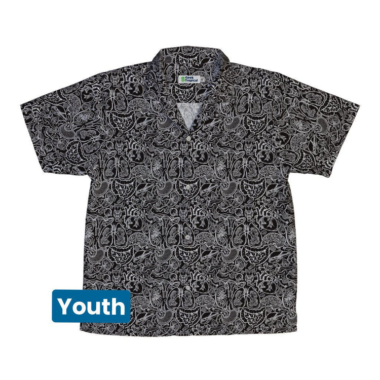 Nerdy Human Anatomy Black Youth Hawaiian Shirt