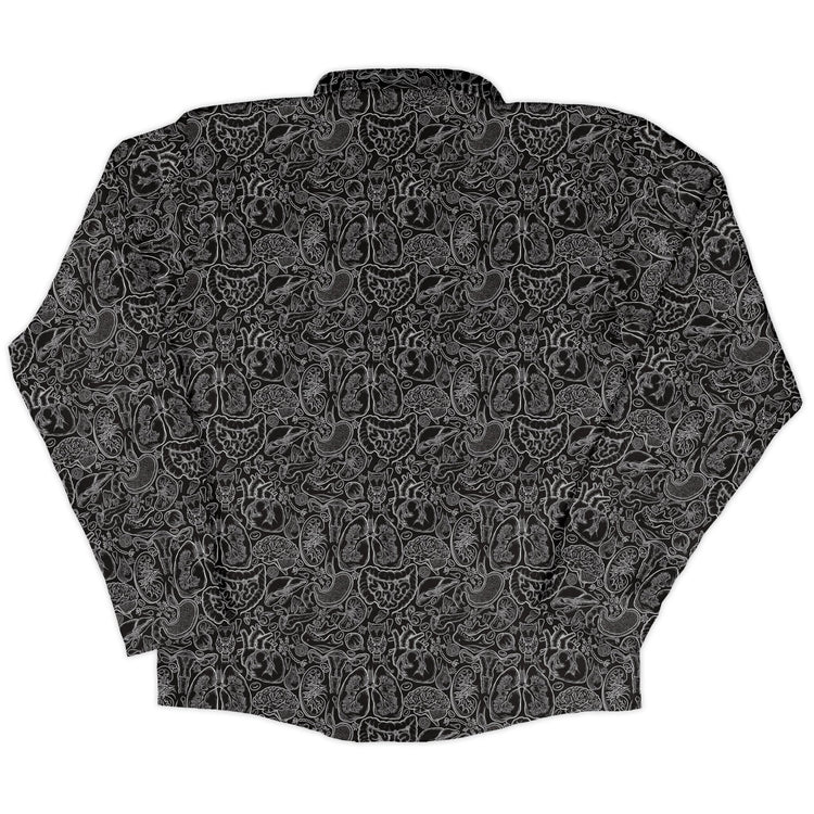 Nerdy Human Anatomy Black Long Sleeve Button Up Shirt