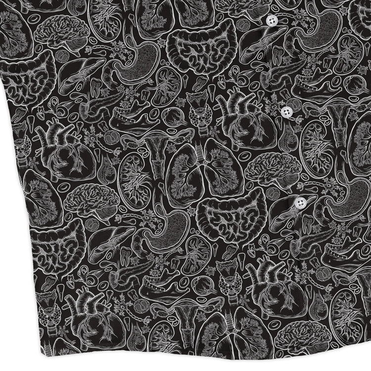 Nerdy Human Anatomy Black Long Sleeve Button Up Shirt