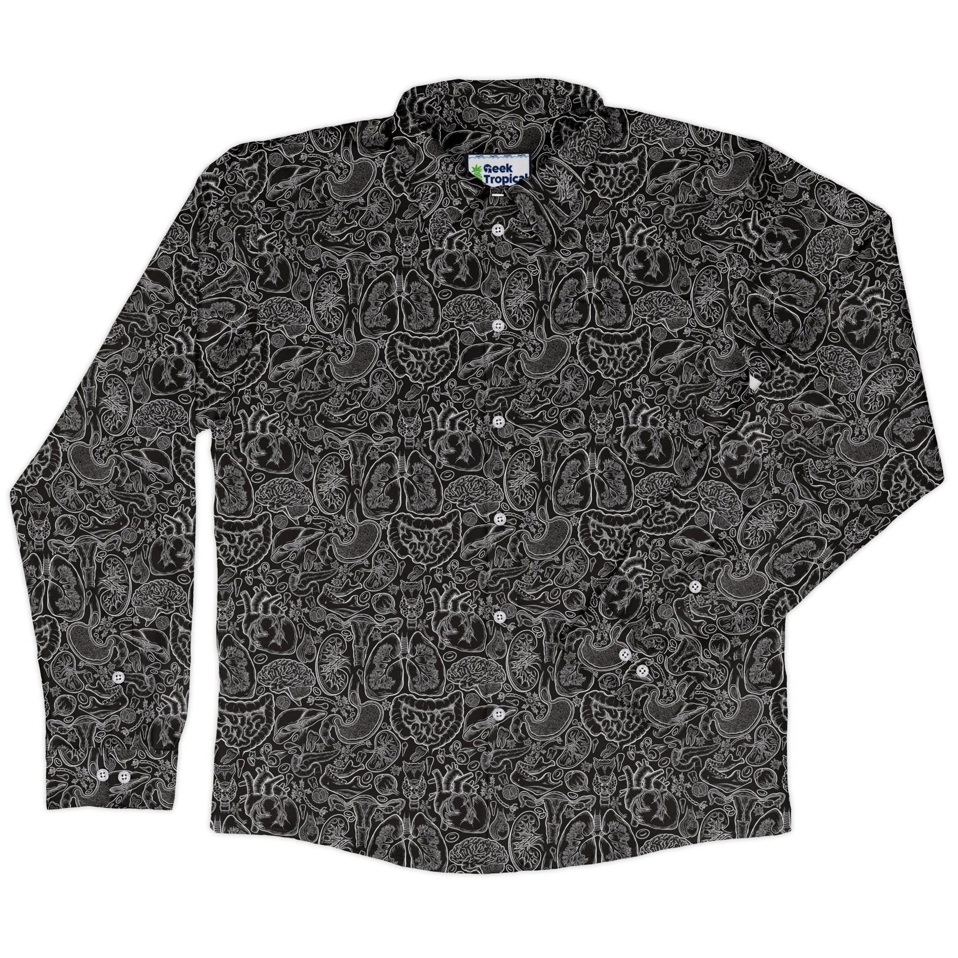 Human Anatomy Black Long Sleeve Button Up Shirt 5