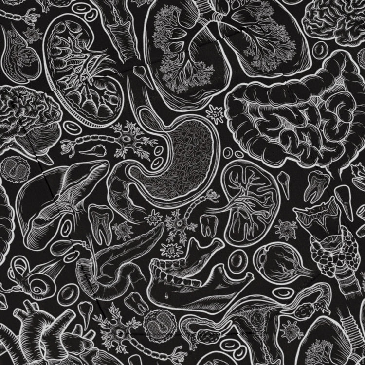 Nerdy Human Anatomy Black Long Sleeve Button Up Shirt