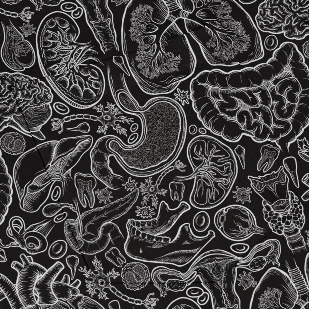 Human Anatomy Black Long Sleeve Button Up Shirt 4