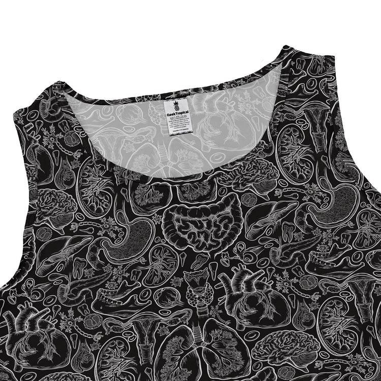 Nerdy Human Anatomy Black Sleeveless Dress
