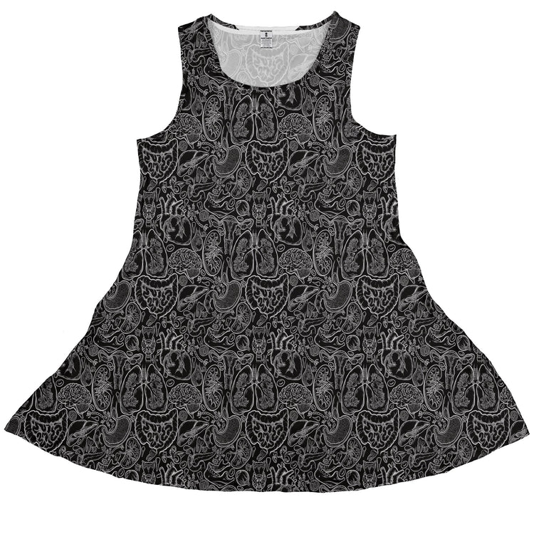 Nerdy Human Anatomy Black Sleeveless Dress
