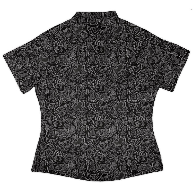 Nerdy Human Anatomy Black Curvy Button Up Shirt
