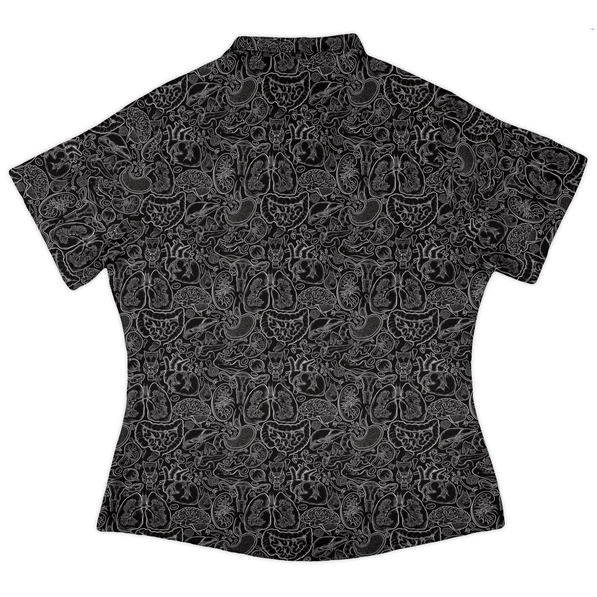 Human Anatomy Black Curvy Button Up Shirt 4