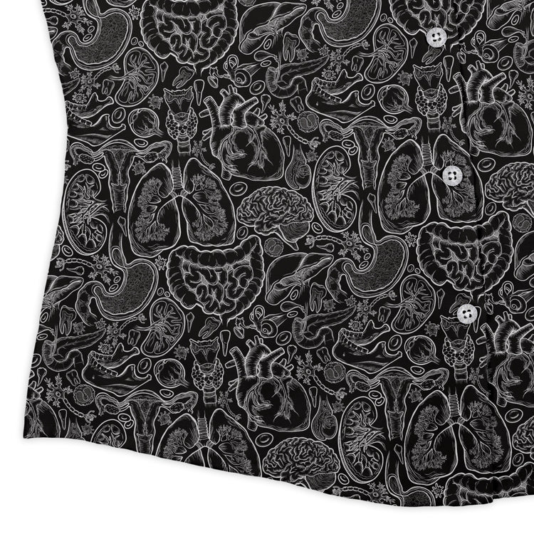 Nerdy Human Anatomy Black Curvy Button Up Shirt