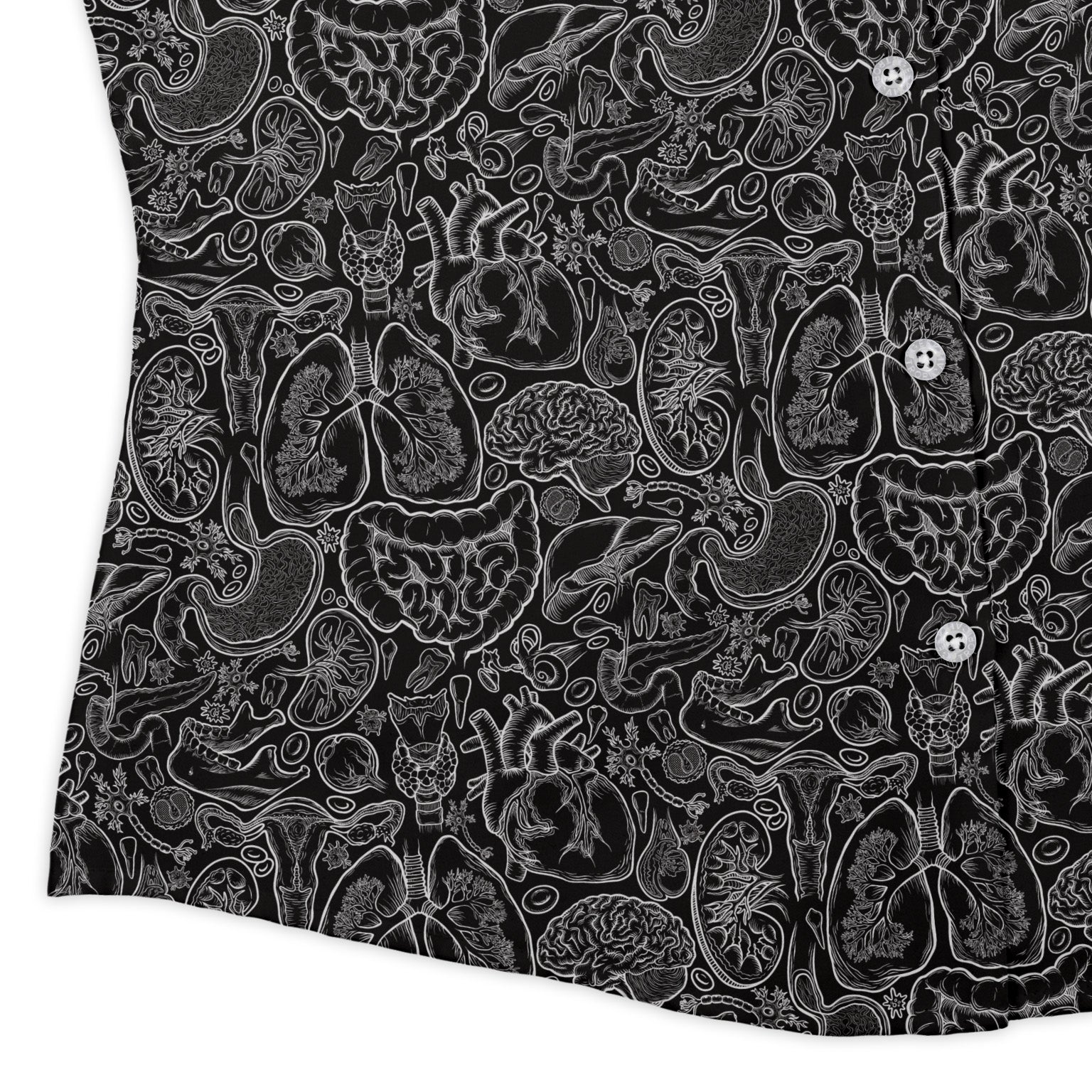 Human Anatomy Black Curvy Button Up Shirt 3