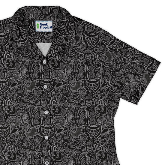 Nerdy Human Anatomy Black Curvy Button Up Shirt