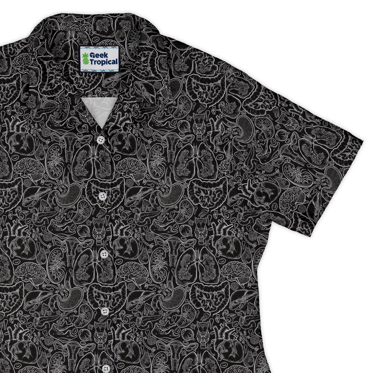 Nerdy Human Anatomy Black Curvy Button Up Shirt