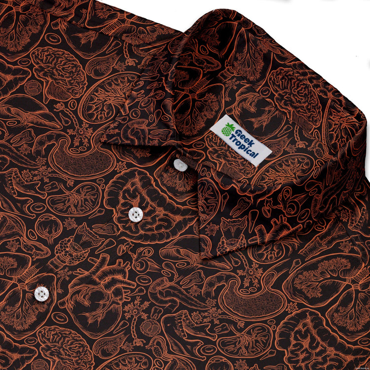 Nerdy Human Anatomy Dark Button Up Shirt