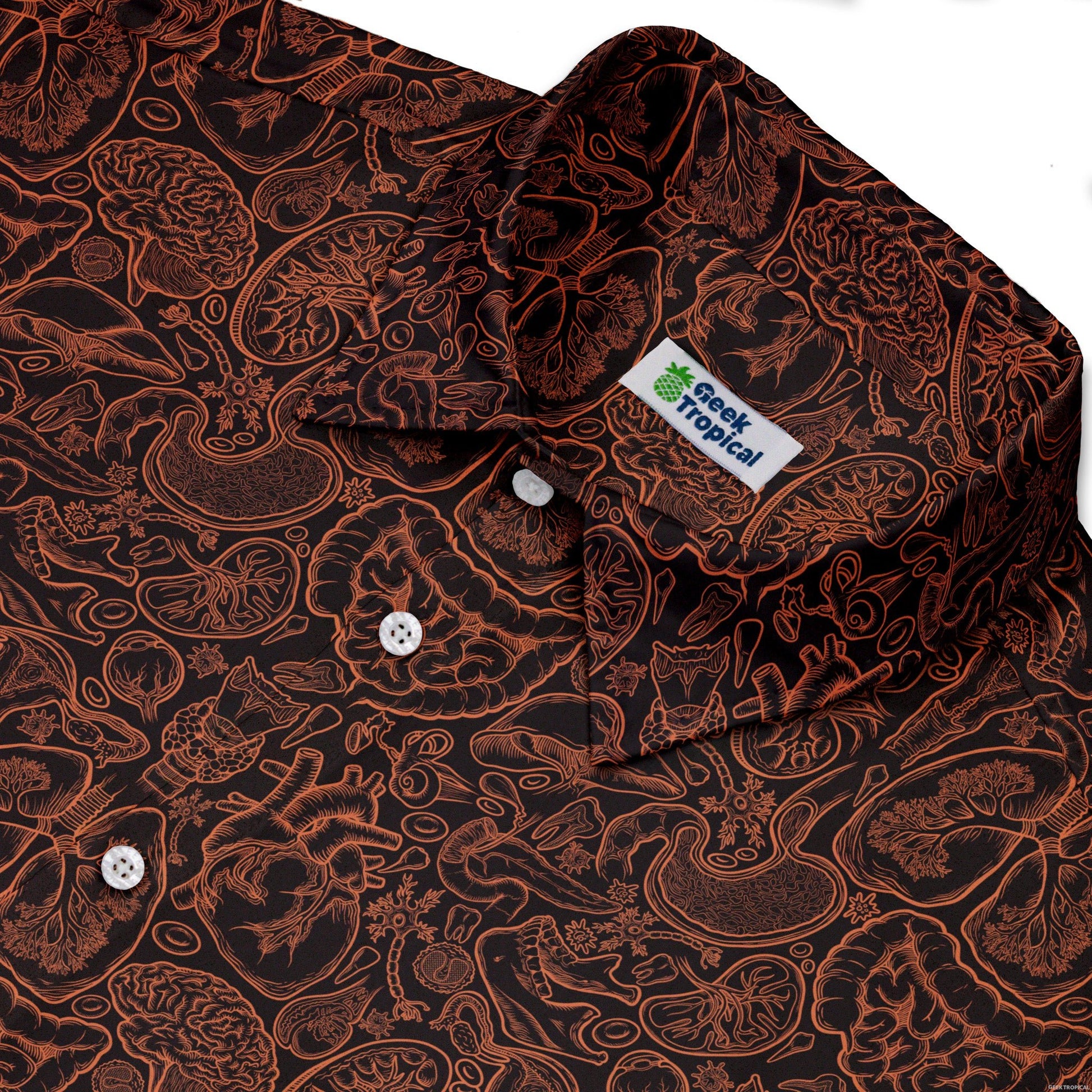 Human Anatomy Dark Button Up Shirt 3