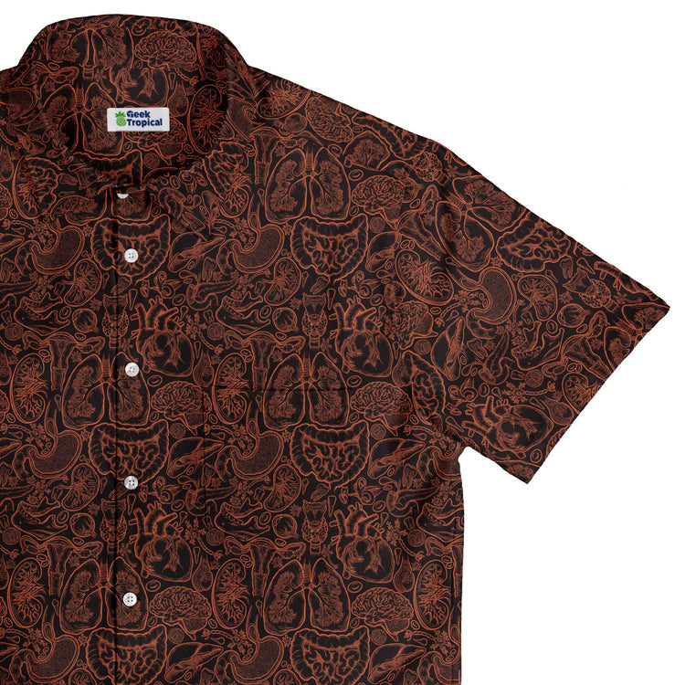 Nerdy Human Anatomy Dark Button Up Shirt