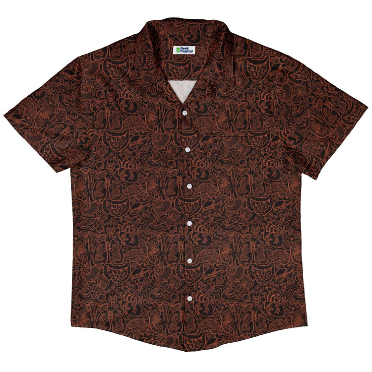 Nerdy Human Anatomy Dark Button Up Shirt