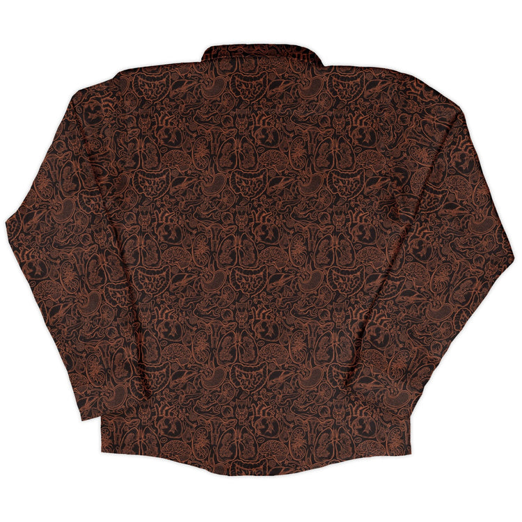 Nerdy Human Anatomy Dark Long Sleeve Button Up Shirt