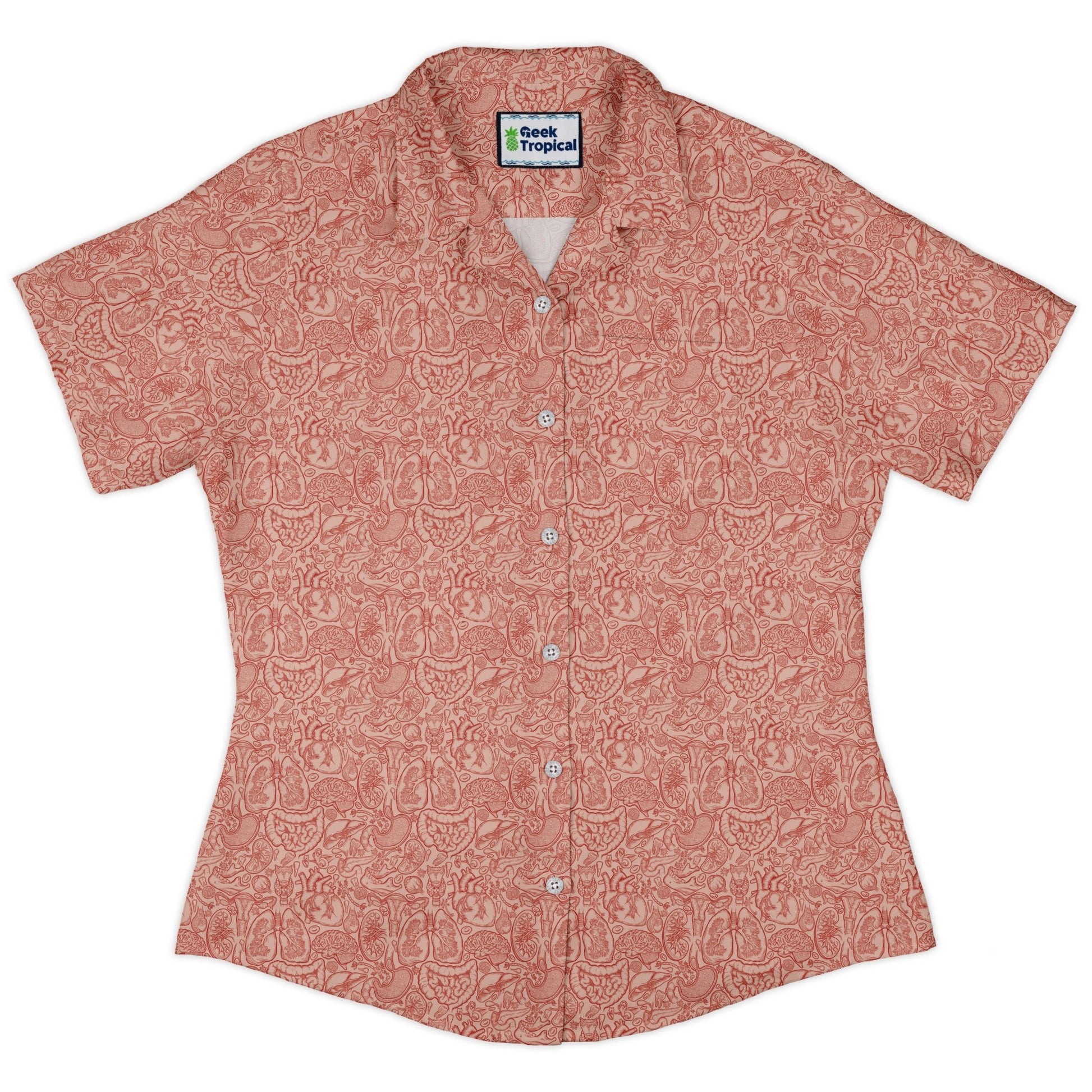Human Anatomy Light Curvy Button Up Shirt 2