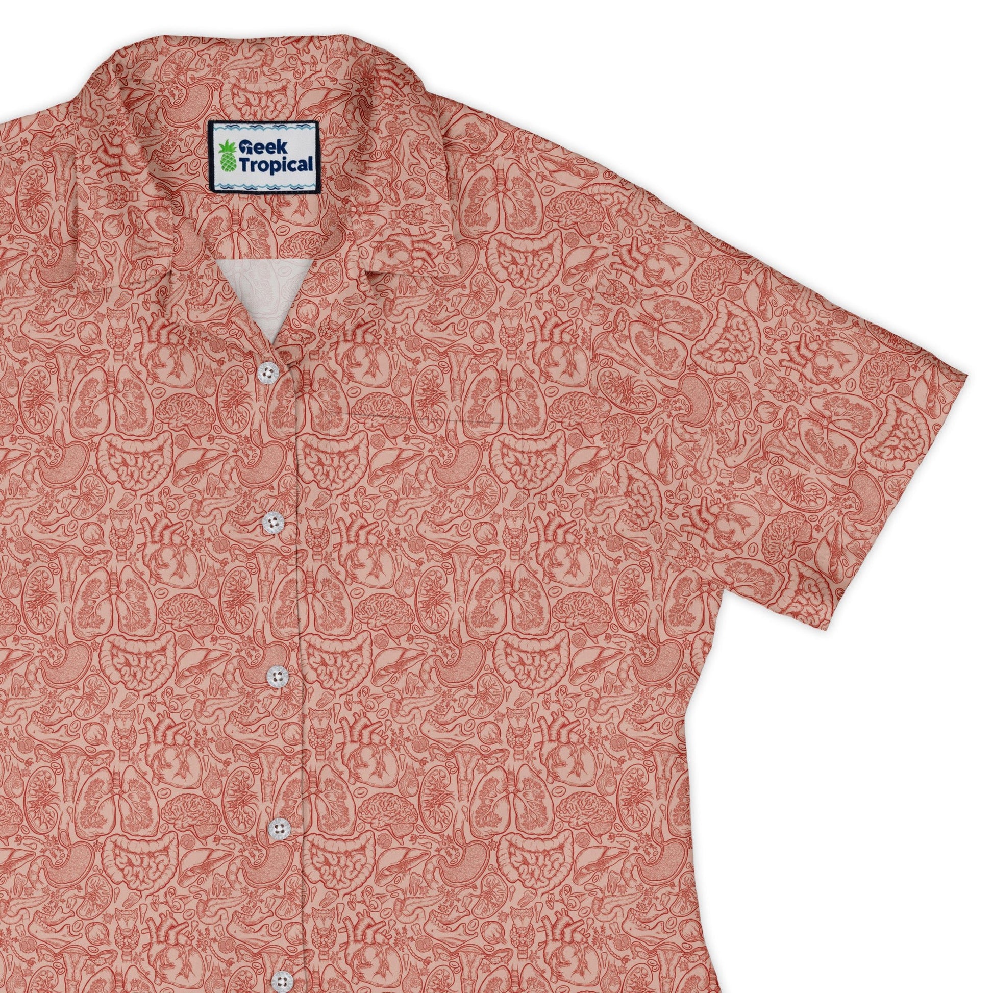 Human Anatomy Light Curvy Button Up Shirt 1