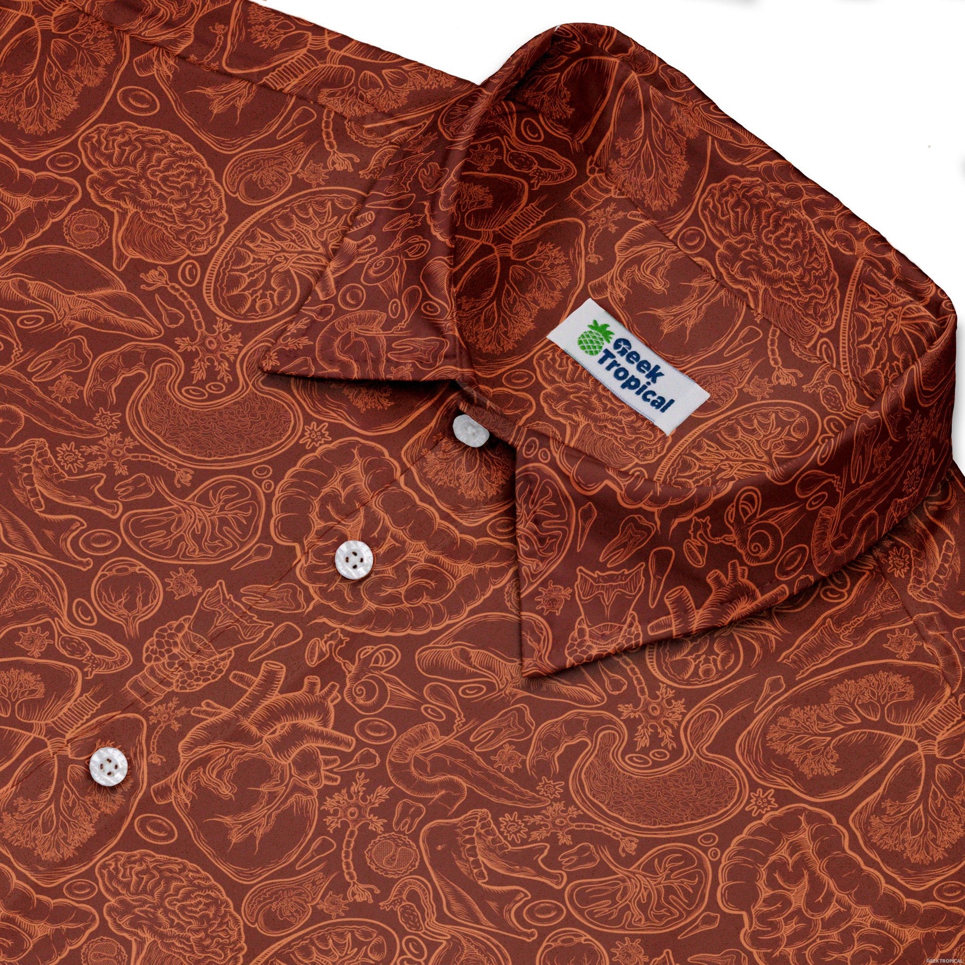 Human Anatomy Red Button Up Shirt 3