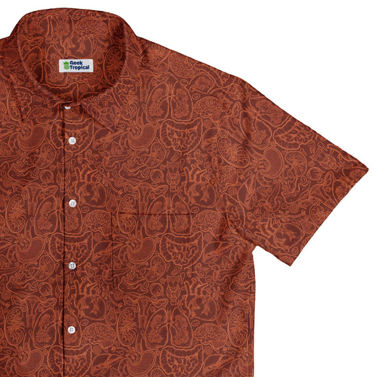 Nerdy Human Anatomy Red Button Up Shirt