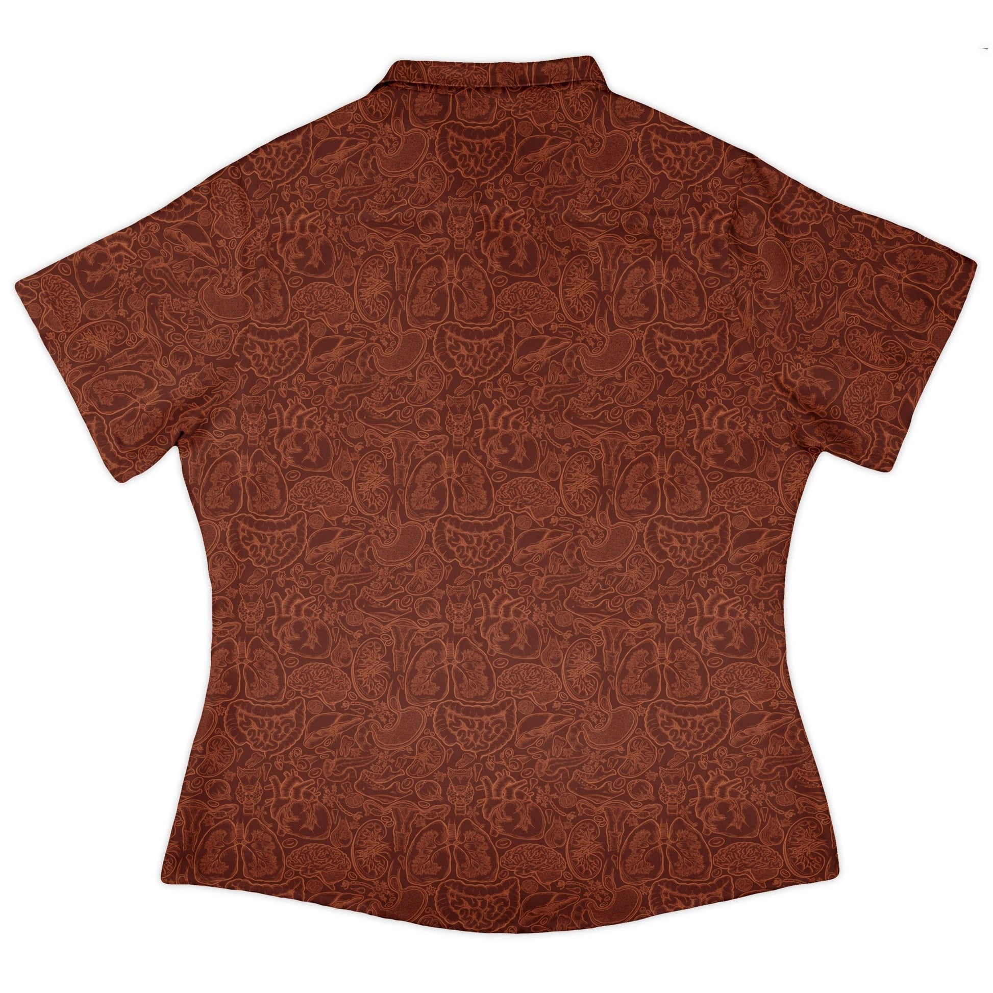 Human Anatomy Red Curvy Button Up Shirt 4