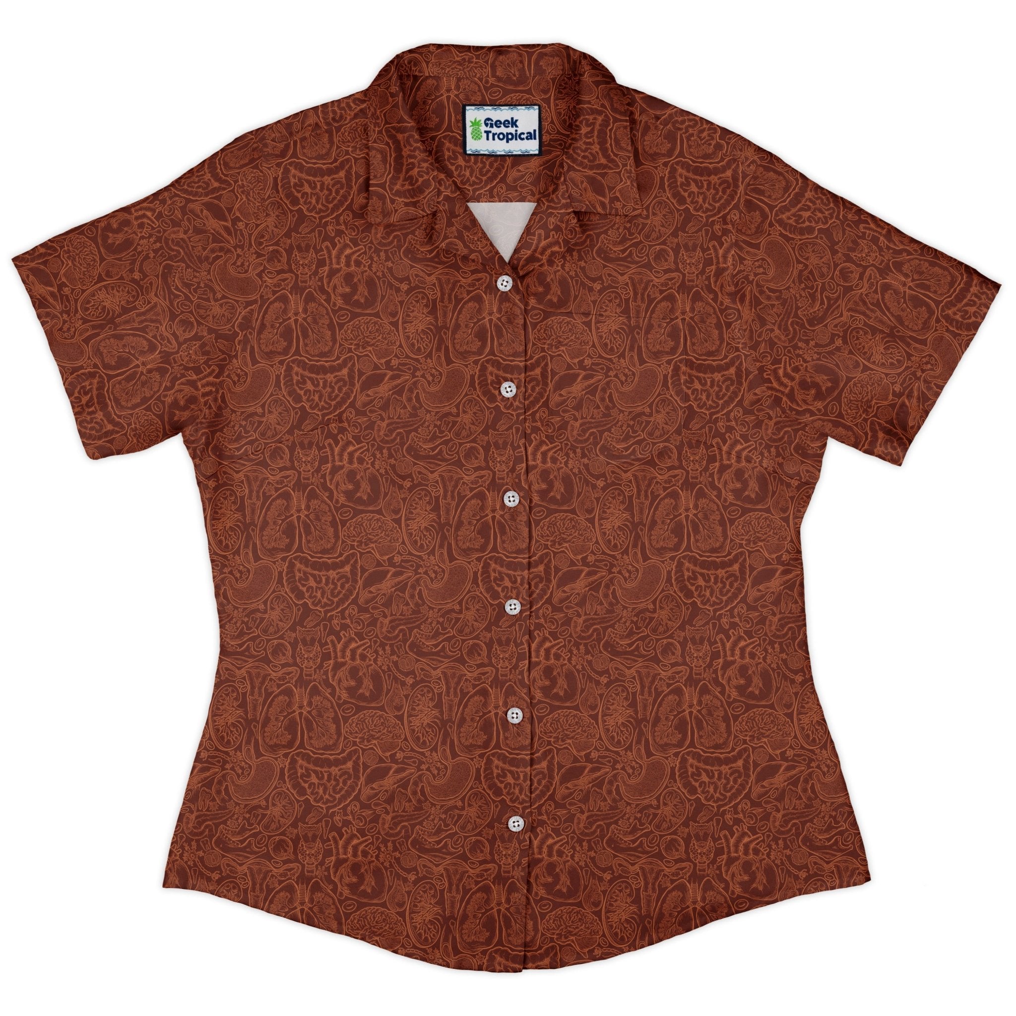 Human Anatomy Red Curvy Button Up Shirt 2