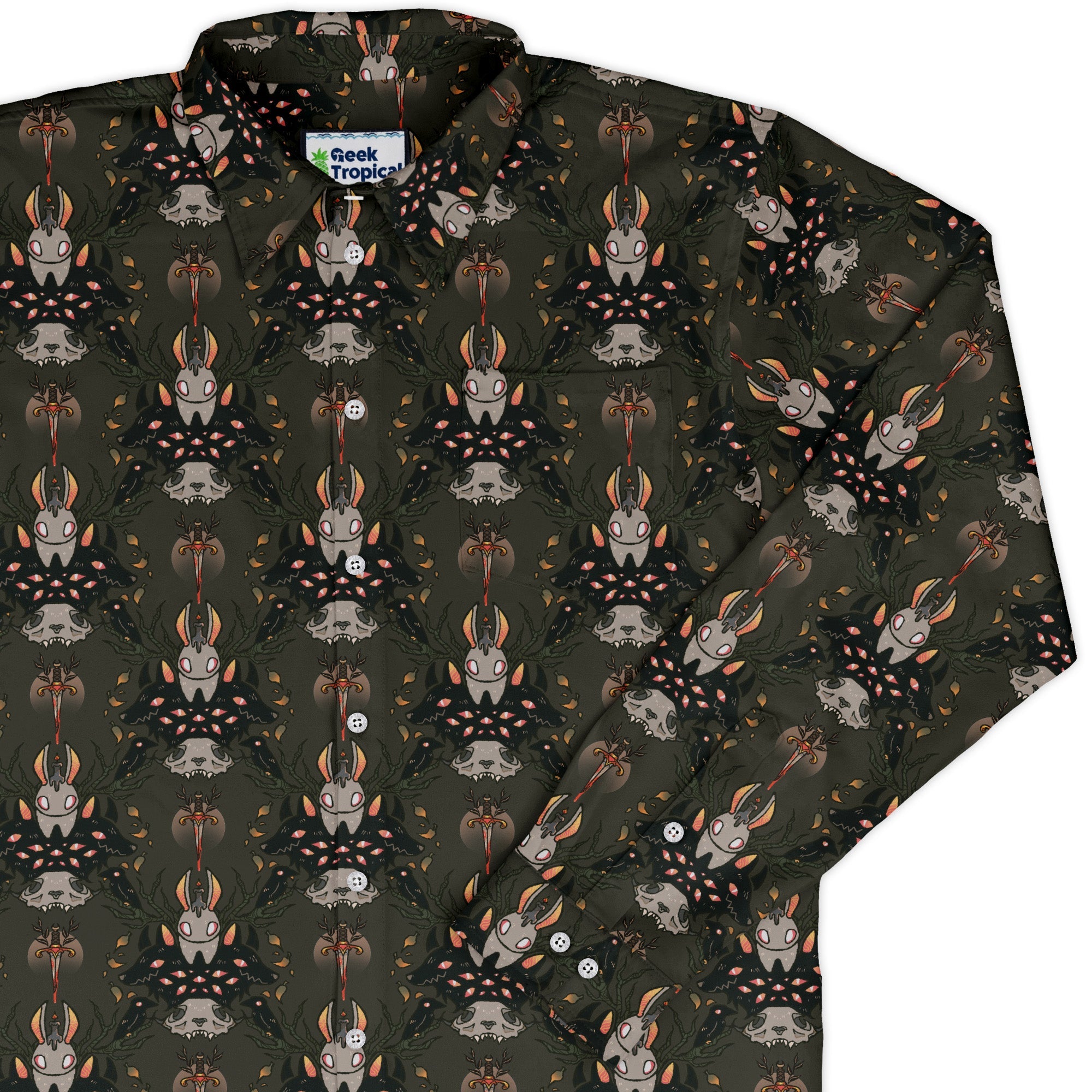 Hunter and Prey Long Sleeve Button Up Shirt Geek Nerd 0925 adult sizing All Adult Button Up Shirts