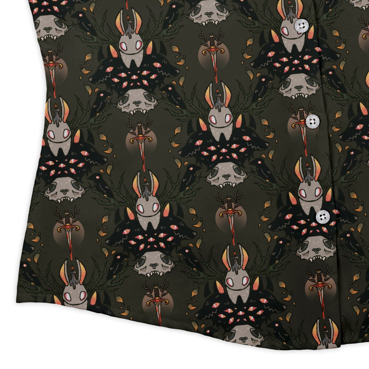 Hunter and Prey Curvy Button Up Shirt Geek Nerd 0925 All Adult Button Up Shirts Animal Patterns