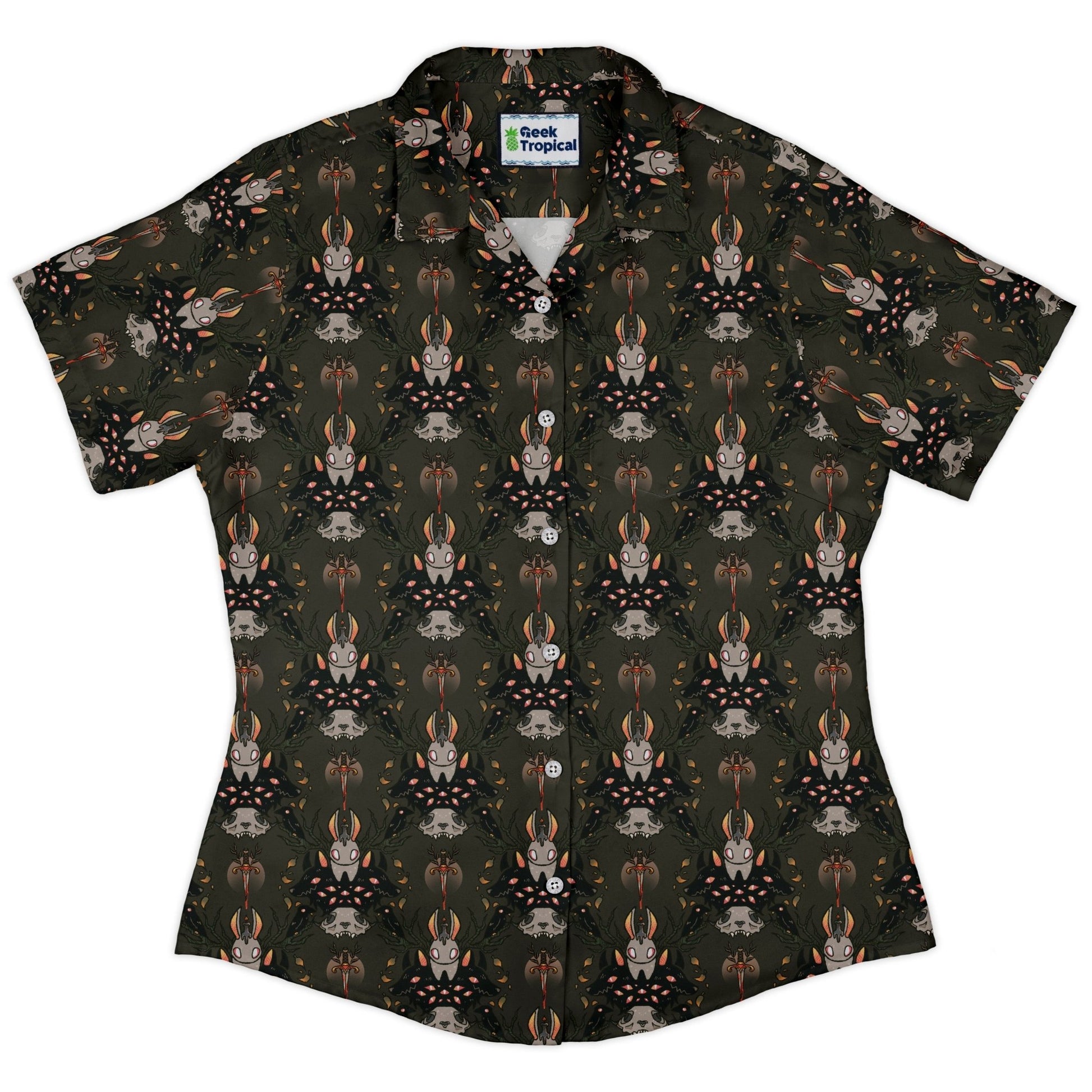 Hunter and Prey Curvy Button Up Shirt Geek Nerd 0925 All Adult Button Up Shirts Animal Patterns