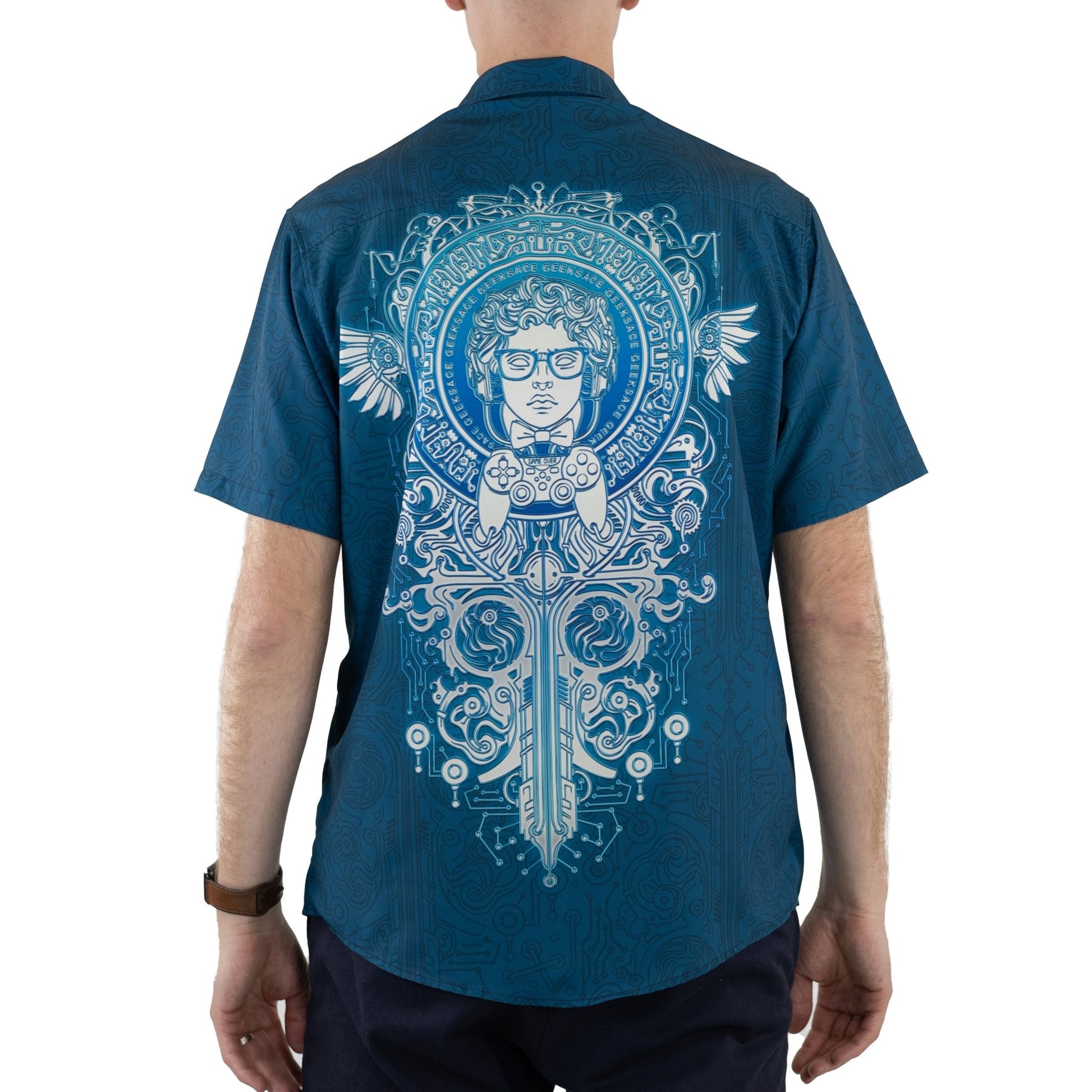 Ready-to-Ship Winner Takes All Pocket Button Up Shirt - adult sizing - computer print - Design By Brigid Ashwood