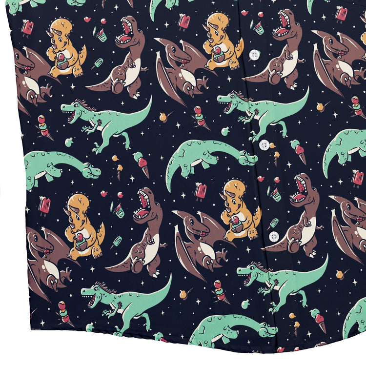 Ice Cream Dinos Button Up Shirt Geek Nerd 0925 adult sizing All Adult Button Up Shirts