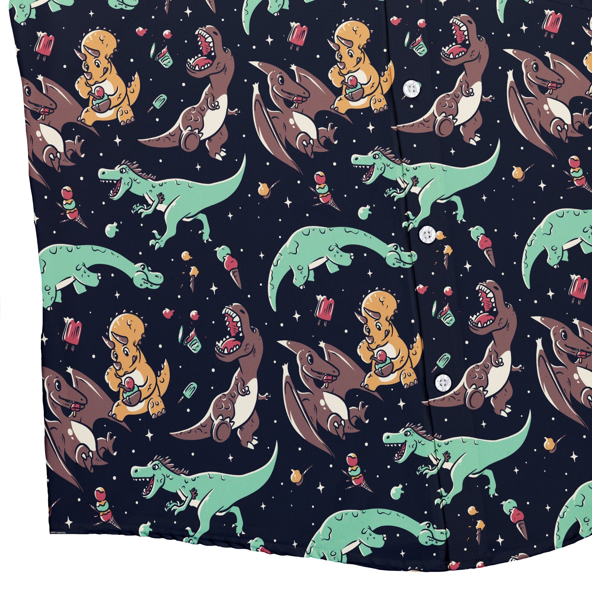 Ice Cream Dinos Button Up Shirt Geek Nerd 0925 adult sizing All Adult Button Up Shirts