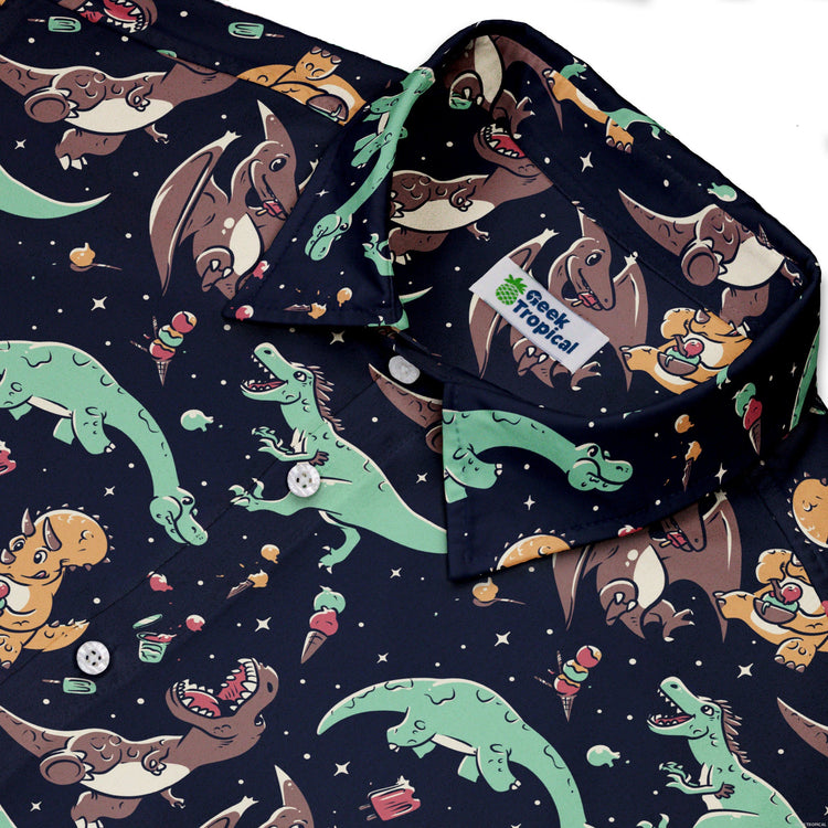 Ice Cream Dinos Button Up Shirt Geek Nerd 0925 adult sizing All Adult Button Up Shirts