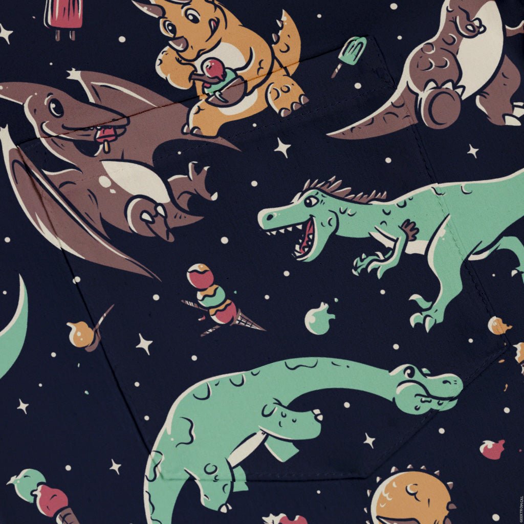 Ice Cream Dinos Button Up Shirt Geek Nerd 0925 adult sizing All Adult Button Up Shirts