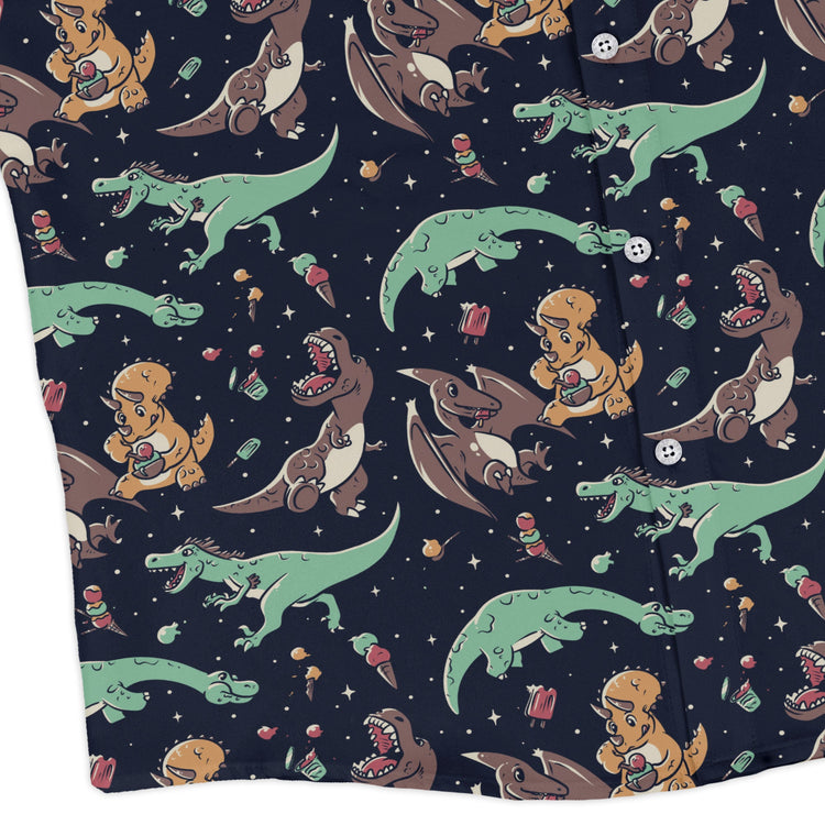 Ice Cream Dinos Long Sleeve Button Up Shirt Geek Nerd 0925 adult sizing All Adult Button Up Shirts