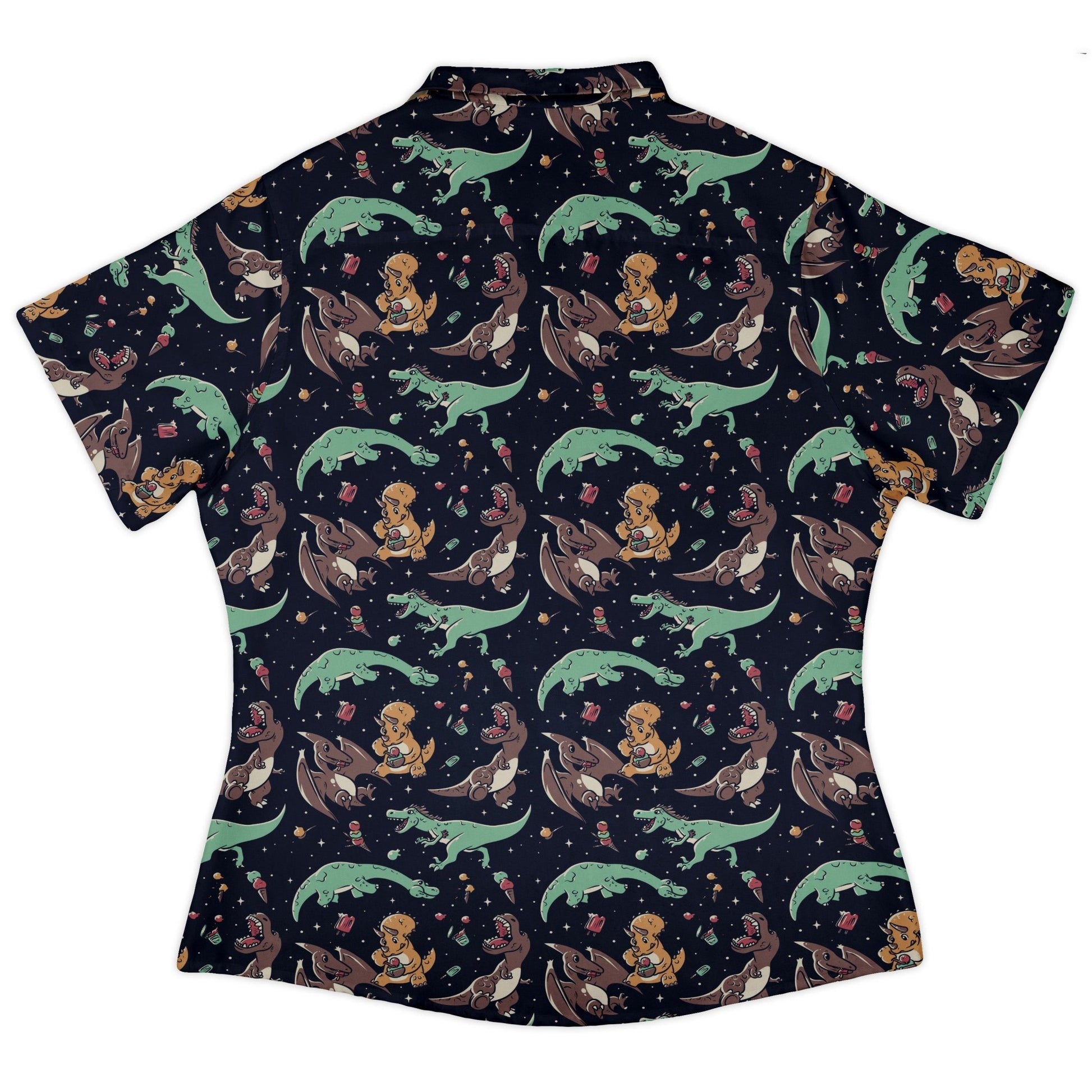 Ice Cream Dinos Curvy Button Up Shirt Geek Nerd 0925 All Adult Button Up Shirts Animal Patterns