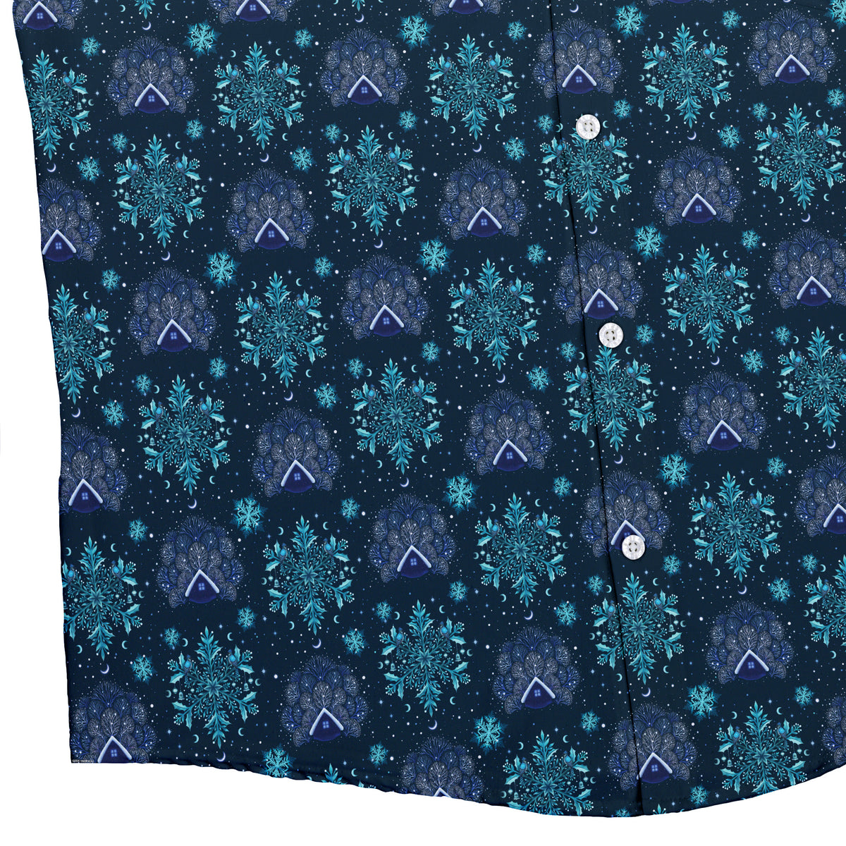 Icy Holiday Button Up Shirt Bottom Corner