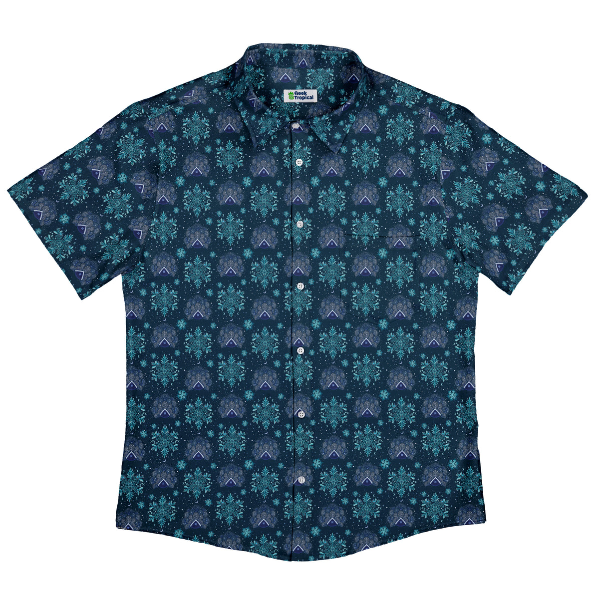 Icy Holiday Button Up Shirt Flat Front