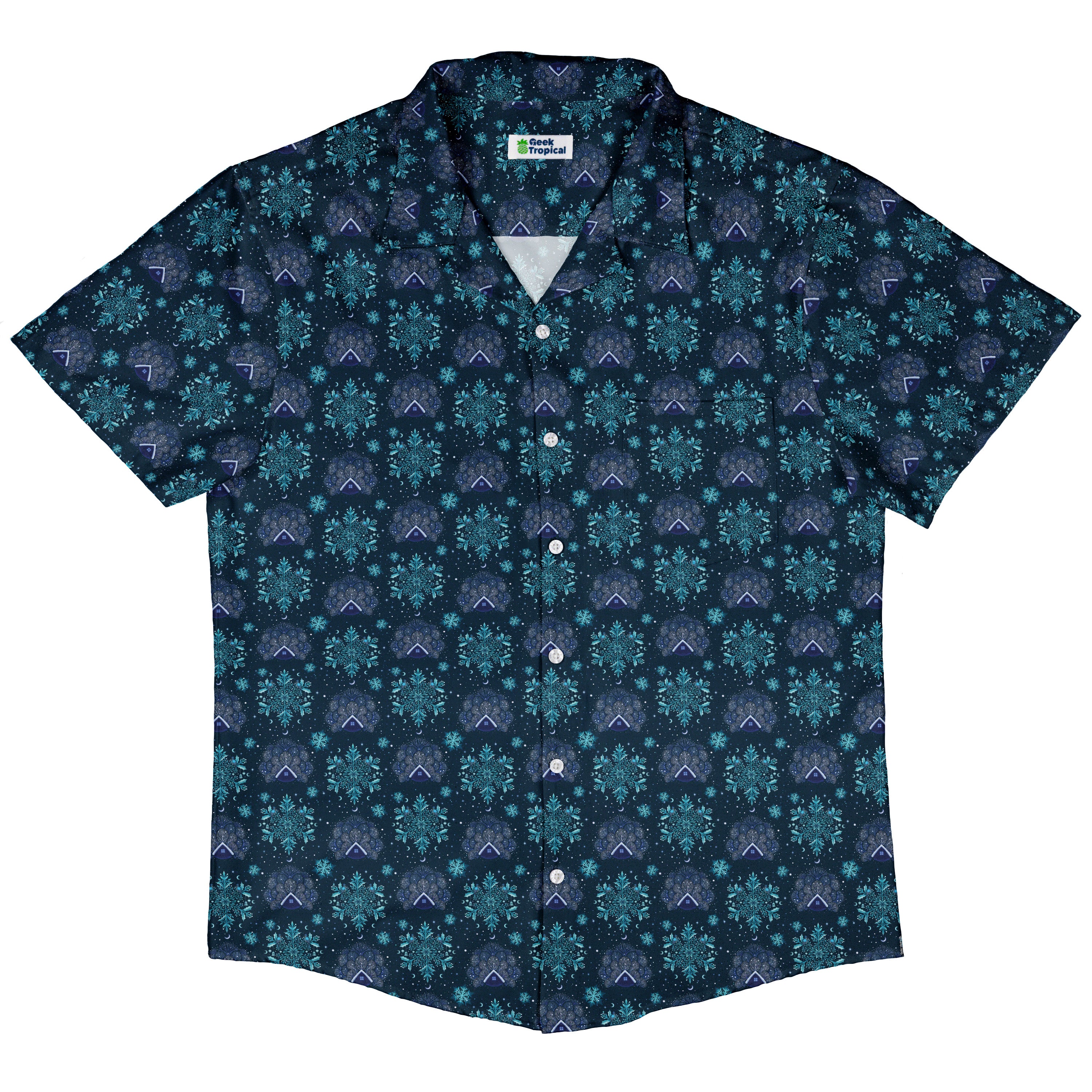 Icy Holiday Button Up Shirt Hawaiian Front