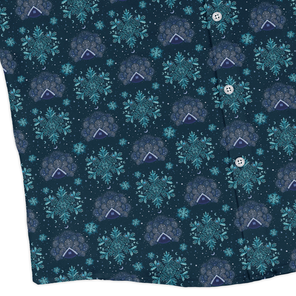 Icy Holiday Long Sleeve Button Up Shirt corner