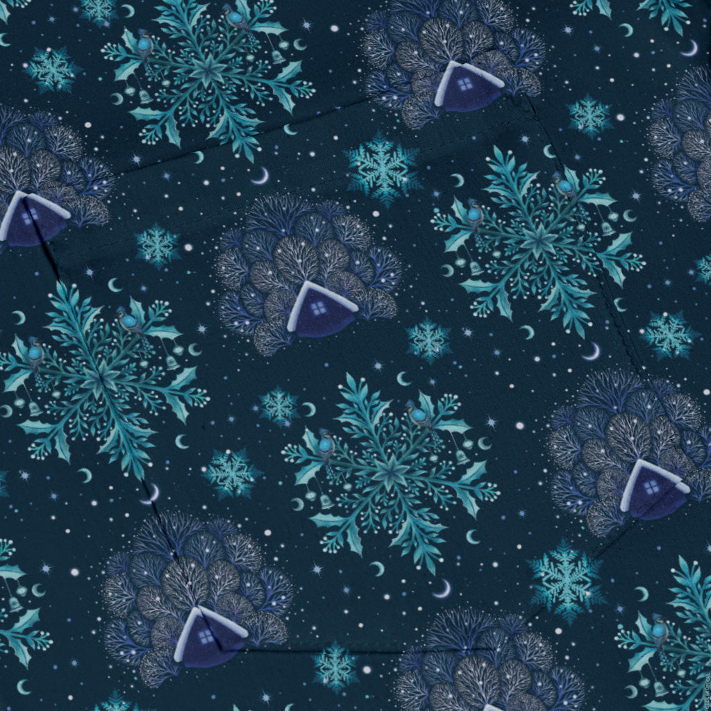 Icy Holiday Long Sleeve Button Up Shirt pocket