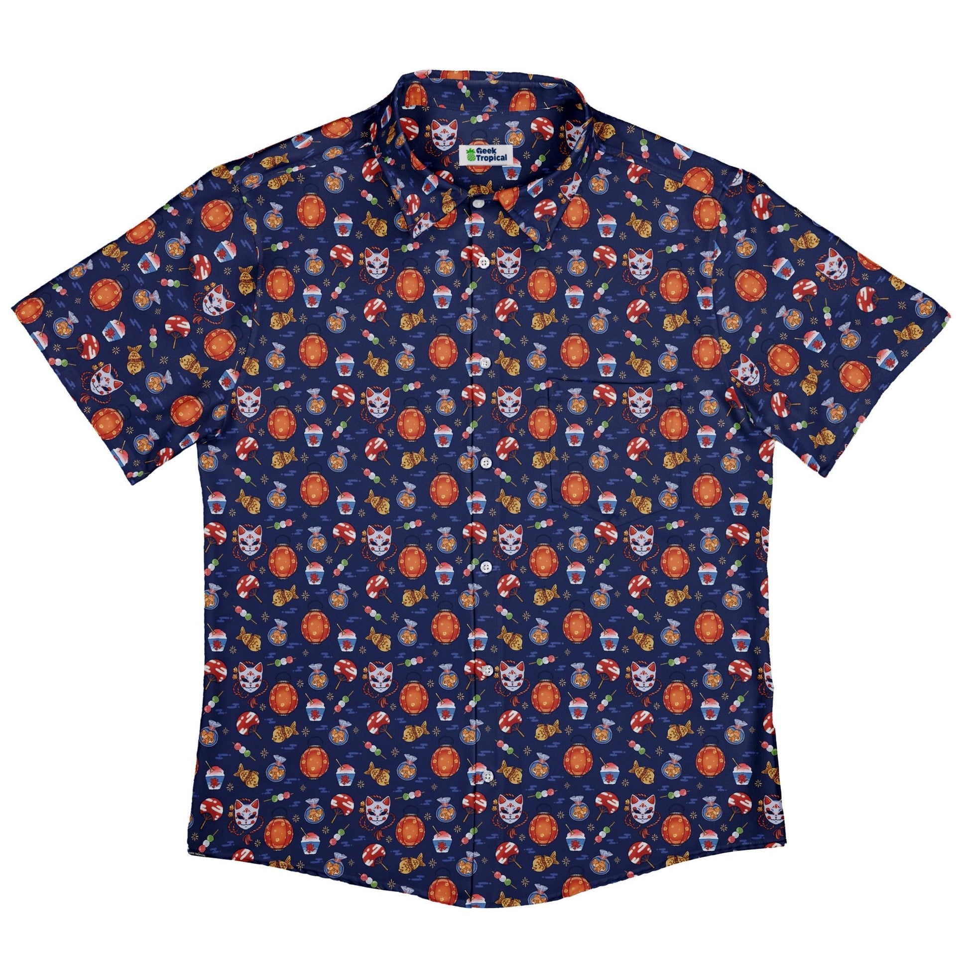 Japanese Festival Button Up Shirt Geek Nerd adult sizing anime Design by Ardi Tong