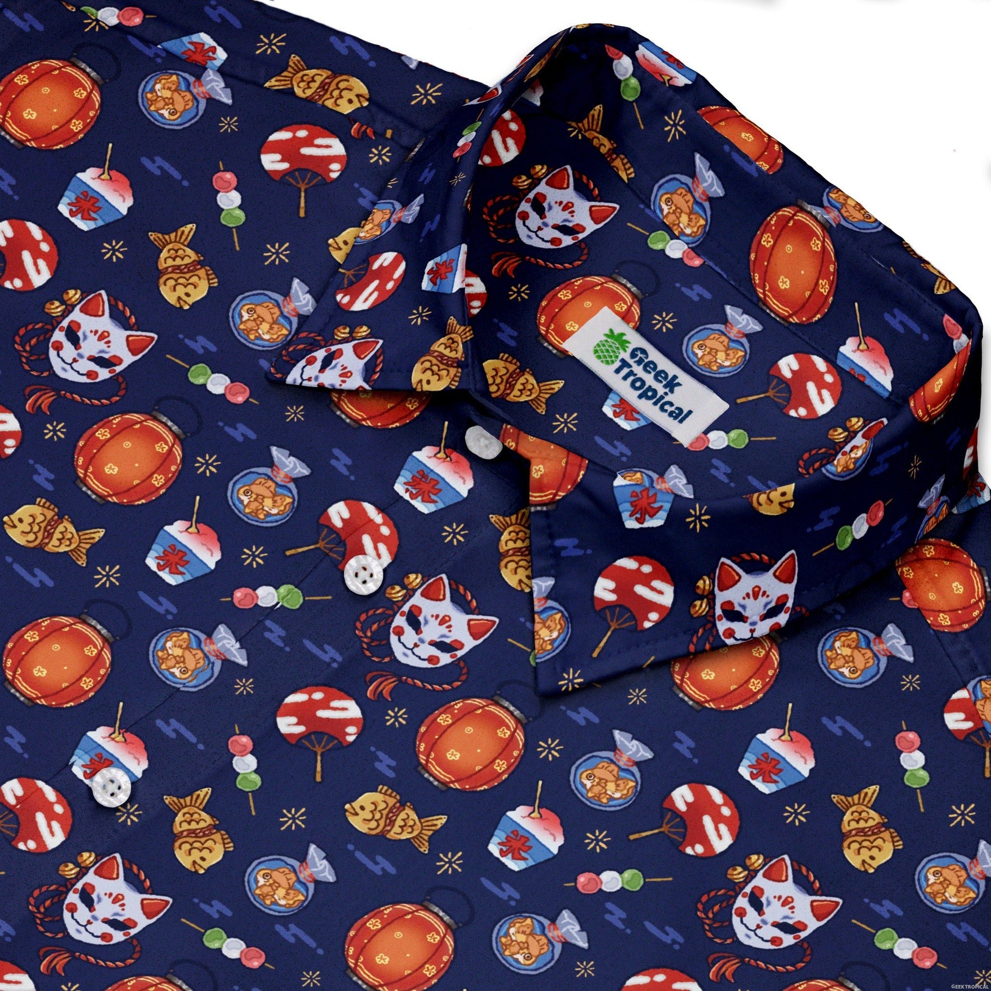 Japanese Festival Button Up Shirt Geek Nerd adult sizing anime Design by Ardi Tong