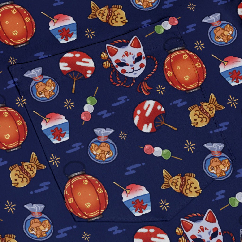 Japanese Festival Button Up Shirt Geek Nerd adult sizing anime Design by Ardi Tong