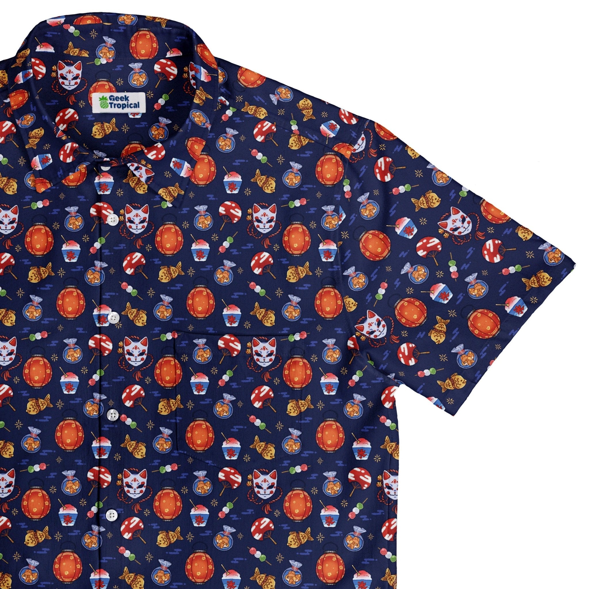 Japanese Festival Button Up Shirt Geek Nerd adult sizing anime Design by Ardi Tong